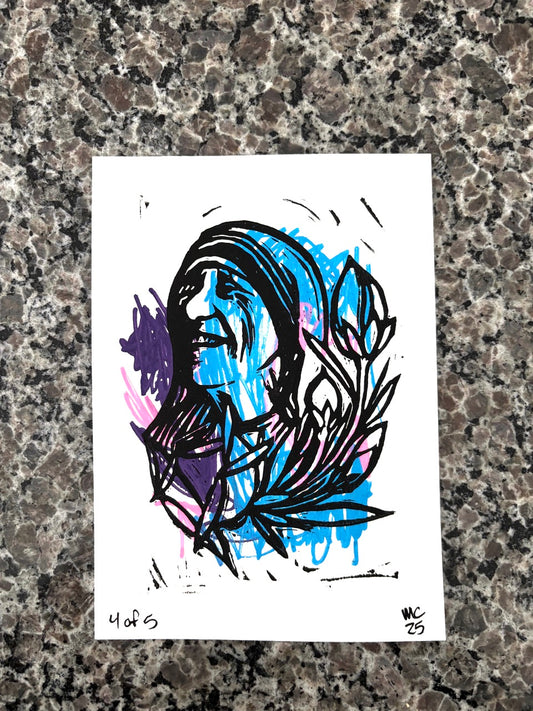 Mother Teresa – Limited Edition 5x7 Lino Cut Print 4
