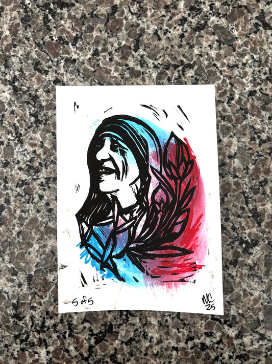 Mother Teresa – Limited Edition 5x7 Lino Cut Print 5